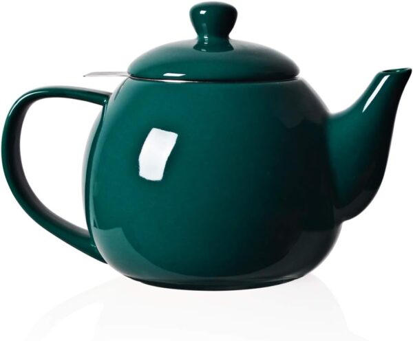 Porcelain Teapot with Removable Stainless Steel Infuser,Microwave & Dishwasher Safe Tea Pots for Loose Tea,Tea Infuser Pots for Chrismas Women Gift (30oz Jade)