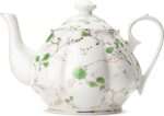 Floral Tea Pot, Porcelain Teapot, 38 oz, Floral Teapot, Bone China Teapot for Tea Set