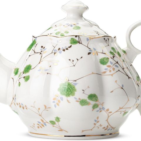 Floral Tea Pot, Porcelain Teapot, 38 oz, Floral Teapot, Bone China Teapot for Tea Set