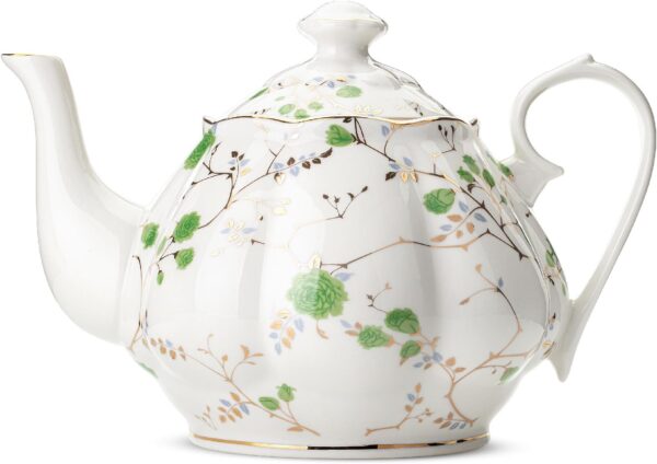 Floral Tea Pot, Porcelain Teapot, 38 oz, Floral Teapot, Bone China Teapot for Tea Set