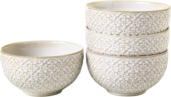 26 OZ Cereal Bowls Set of 4, Ceramic Soup Bowl for Kitchen, 6 inch Porcelain Serving Bowl, Breakfast, Ramen, Rice, Dishwasher Safe, Housewarming Gift
