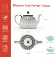 Ceramic Teapot, Beaded Retro Flower Glaze, 1100ml/37 oz Large Tea Pot for Loose Tea or Bags, Enough for 4 Cups, Nebula Blue
