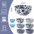 Cereal Bowls, 28 Ounce Ceramic Soup Bowls Set of 6, Large Bowl Set for Rice Salad Fruit Dessert Oatmeal Snack Ice Cream,Microwave & Dishwasher Safe, Bohemian Blue & White