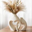White Ceramic Flower Vase Home Table Decor Heart Shaped Vase Set of 2 | Boho Heart Shaped Minimalist Decorative Vases for coffee Table Centerpiece Wedding Dining Living Room Office House Decoration