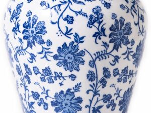 Blue and White Porcelain Décor, Blue and White Vase, Blue Vase, Blue and White Ginger Jar Vase for Home Decor,Flower Vase,11" H